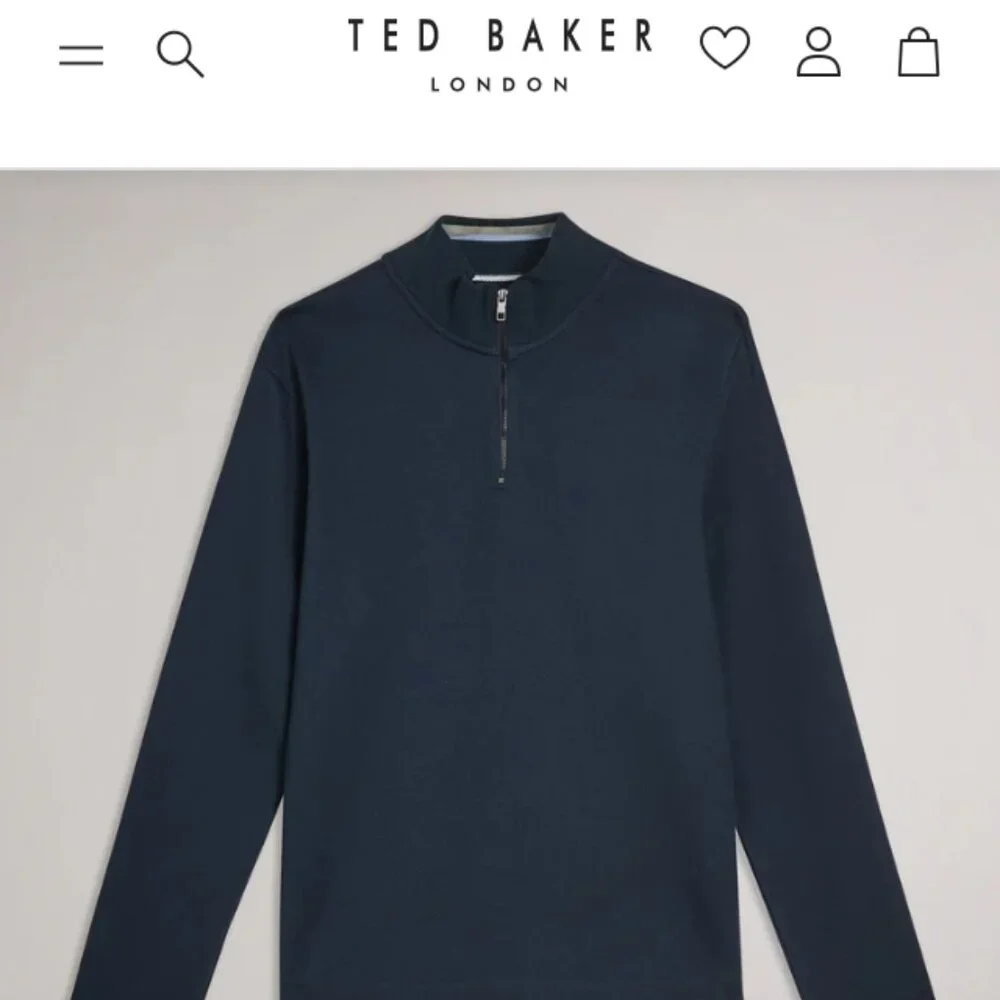 Ted Baker Mens Size 5 / XL Morric Navy Blue Cotton Waffle Pullover Top 1/4 Zip